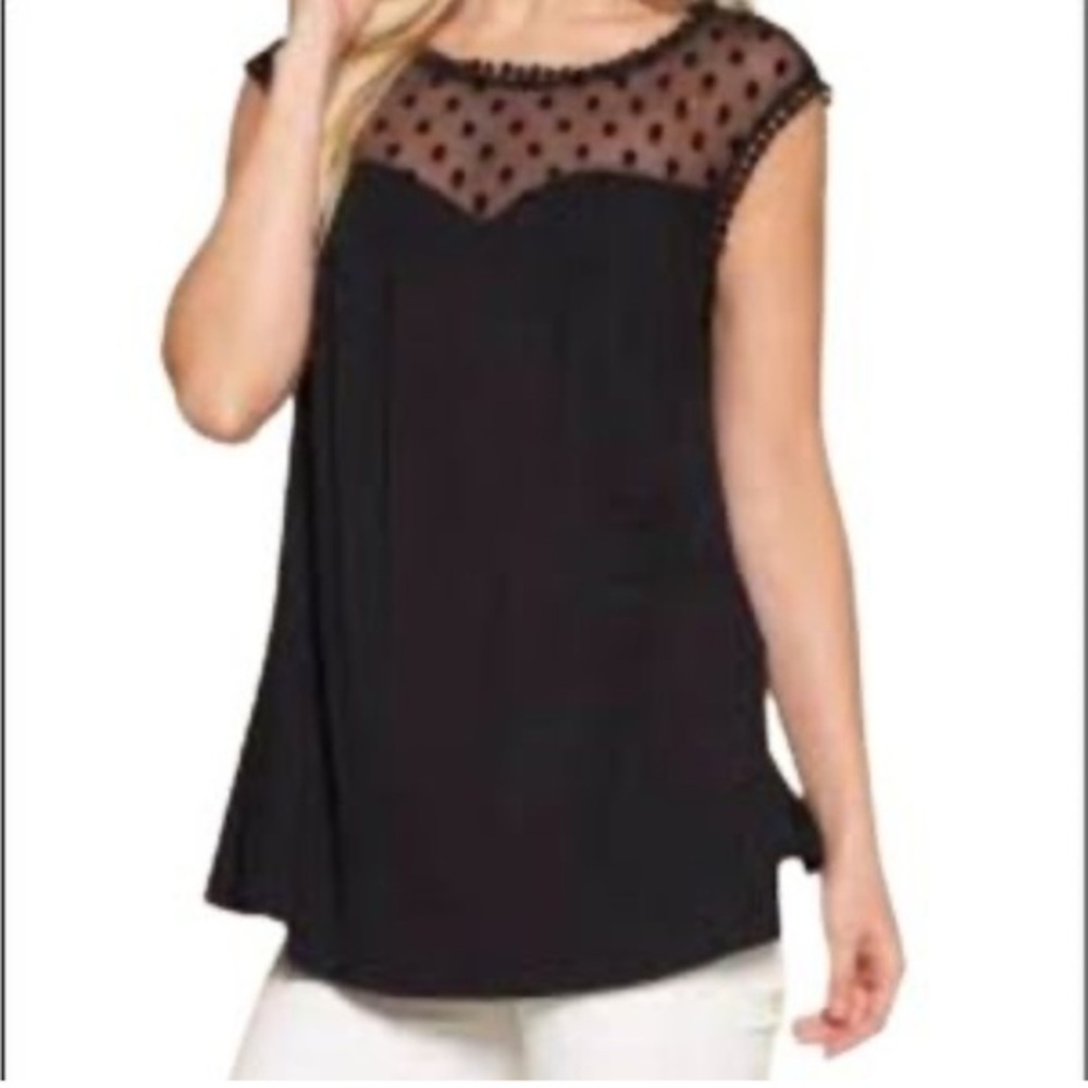 Women’s Emerald Black Medium Sleeveless Lace Polka Dots Cute